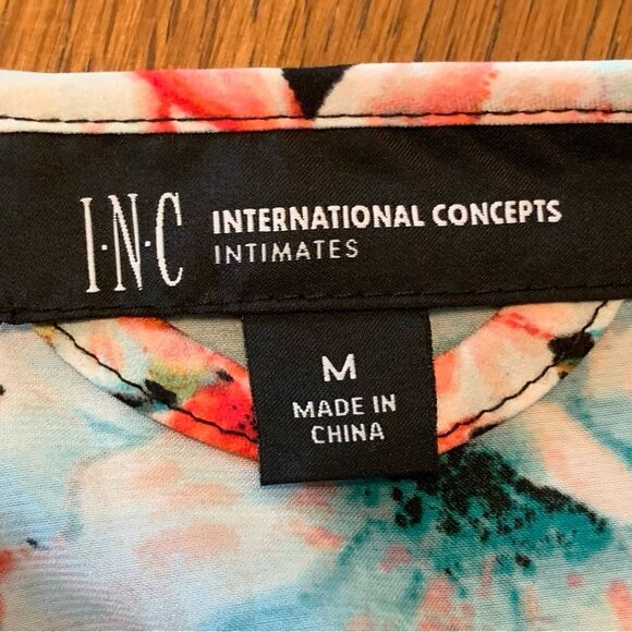 INTERNATIONAL CONCEPTS INTIMATES Nightgown Robe Set Women’s M Black Floral Pink. - Picture 10 of 16